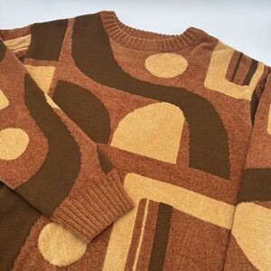 Royal Prestige Men's 2XL XXL Brown Geometric Abstract Shapes Soft Thick Sweater